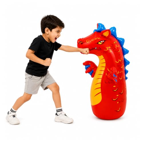 Image of Toyshine Inflatable Hit Me Dragon Self Balancing Punching Bop Bag Boxing Toy | Sports Indoor Activity Push Game Playtime Equipment for Toddlers Kids 3+