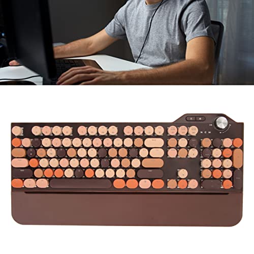 Bezprzewodowa Klawiatura do Pisania w Stylu Retro, 107 Klawiszy z możliwością Wymiany Podczas Pracy, 2,4G/Bluetooth 5.1/USB Przewodowa Klawiatura Mechaniczna z Podświetleniem