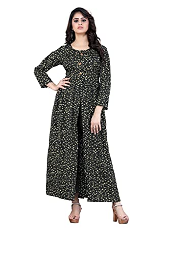 Image of H.E HAMZA ENTERPRISER Printed Crepe Material Brown Western Dress For Women