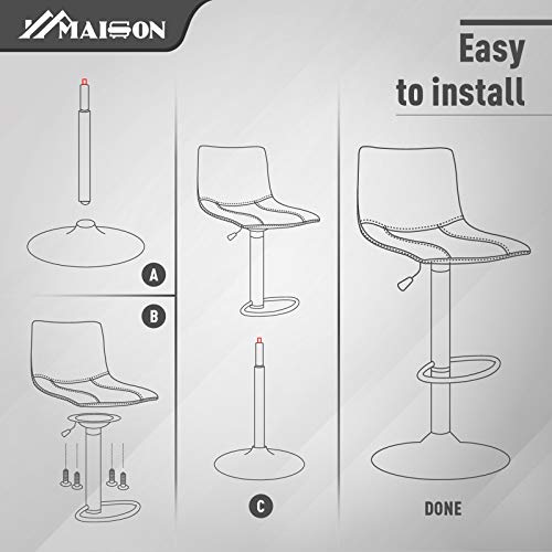 MAISON ARTS Swivel Bar Stools Set of 2 for Kitchen Counter Adjustable Counter Height Bar Chairs with Back Tall Barstools PU Leather Kitchen Island Stools, Brown