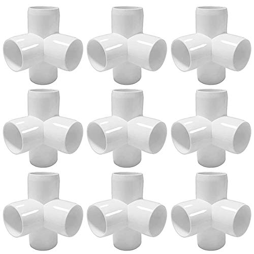 Pasuihcay 4Way 1/2 in Tee PVC Fitting Elbow - Build Heavy Duty PVC Furniture - PVC Half Inch Elbow Fittings [Pack of 12], White