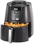 NINJA AF101C, Friteuse à air, 3,8L, cuisson électrique avec moins d'huile, équipée d'une plaque crisper + étagère multi-niveaux + panier antiadhésif, panneau de contrôle programmable, Noir, 1550W, (Version canadienne)