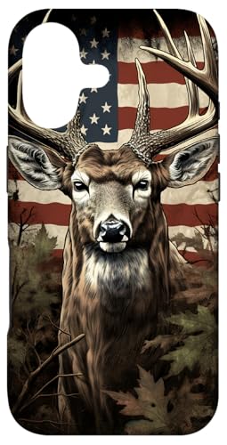 Deer Hunting American Flag Whitetail Buck Antlers Case for iPhone 17