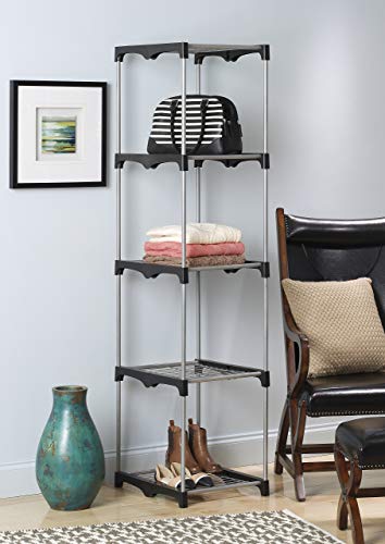 Whitmor 5 Tier Shelf Tower - Closet Storage Organizer,Silver #TOP2