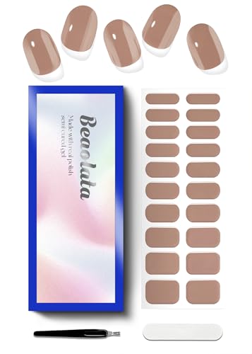 Beaolata Semi Cured Gel Nail Strips - UV Light Gel Nail Stickers - 20 Long Lasting Salon Quality Wraps (Nude Attitude)