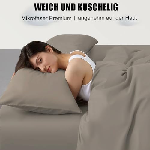 Soifox Side Sleeper Pillow, Cover 40 x 145 cm, Set of 2 Taupe, Pillowcase with Zip, 100% Microfibre - Image 3