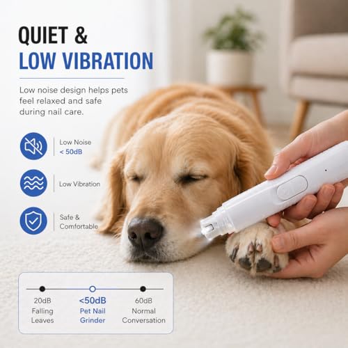 Image of Pet Nail Grinder with LED Light for Blood Line Detection, USB Rechargeable, Safe Paw Care Tool for Dogs and Cats (Nail Grinder)