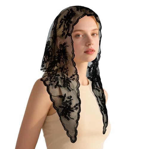 DOCILA Triangle Veil Fashion Print Church Wedding Mass Mantilla Veils Religious Christian Prayer Head Covering Scarf