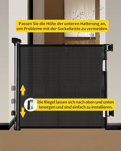 Patywaga 2 Pack Treppenschutzgitter Ausziehbar 0-140cm,Türschutzgitter Ausziehbar mit Treppenschutz & Kindersicherung Treppe - Universelles… – Ansicht 3