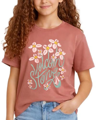 Image of Volcom Girls Shirts - Casual Crewneck Short Sleeve Graphic Tee Trendy Tops - Breathable Girls Summer Clothes