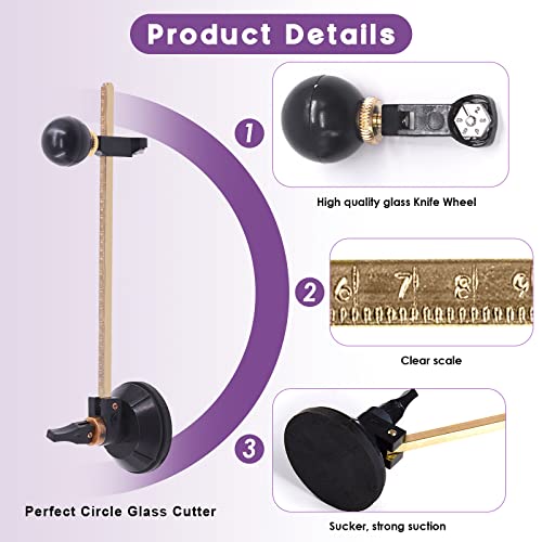 Swpeet 11-teiliges Glasschneider-Werkzeug-Set, gebogene Backen, Glaslaufzange mit Gummispitzen, Bleistift, Ölzufuhr, runder Glasschneider, 2 Klingen mit Öl-Tropfer und Schraubendreher