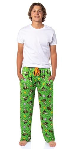 MJC Super Mario Mario Kart Men's Yoshi Checkered Adult Sleepwear Pajama Pants, Green2
