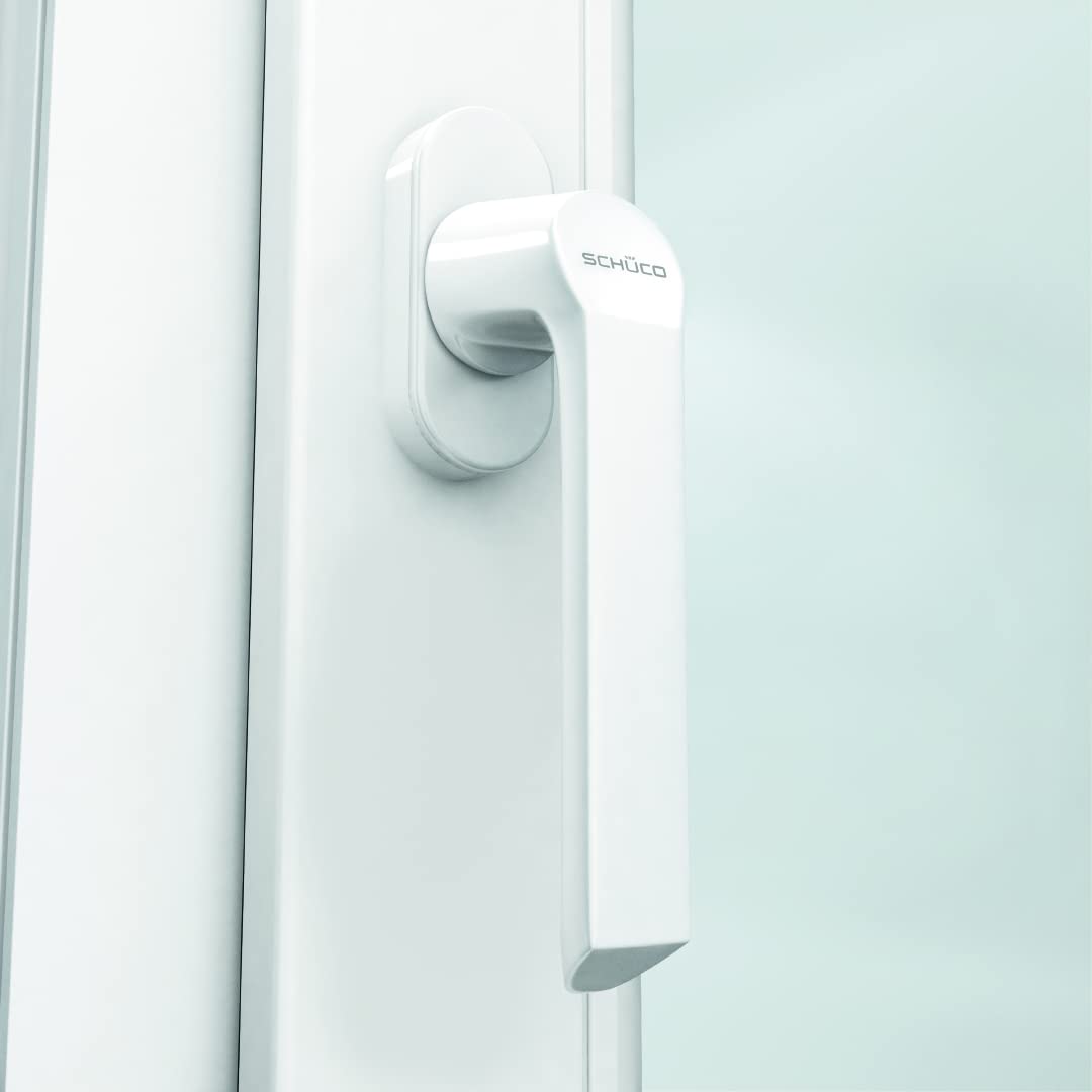Schüco, maniglie per finestre, colore bianco, set da 10 pezzi, aspetto di alta qualità, utilizzabile per tutti i sistemi di finestre