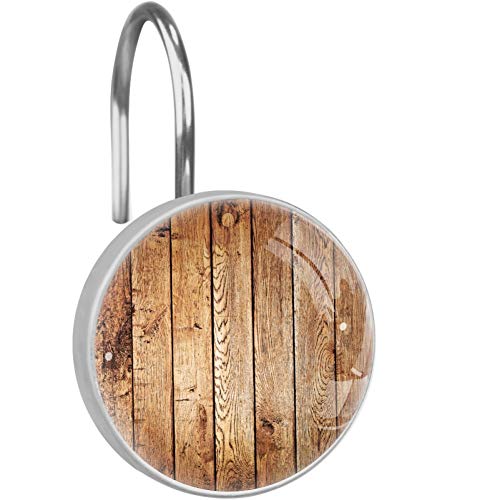 Lorvies Wood Shower Curtain Hooks Set Of 12, Stainless Steel Shower Hooks Decorative Hanger Rings Rust Resistant For Bathroom Kids Room Fashion Home Decor #TOP20