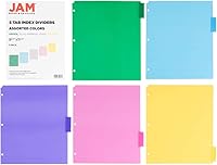 Vista 2 de JAM PAPER Separadores de Índice de Plástico de 5 Pestañas - 9 3/4 x 11 1/2 pulgadas - Multicolor Surtido - 5 Separadores con Pestañas/Paquete