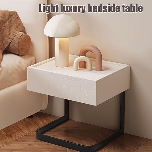 Moderno Mesa de cabeceira de madeira envoltório de couro flutuante mesa de cabeceira de ferro funcio