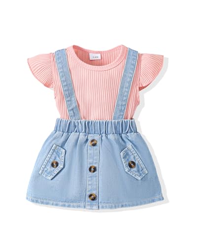 Image of SODLON Newborn Baby Girl Clothes Dresses Outfits Gifts Romper Top Overalls Dress Suspender Skirt Sets for Infant Girls