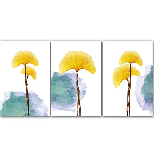 Toile décor de salon moderne feuille dorée aquarelle pour mur