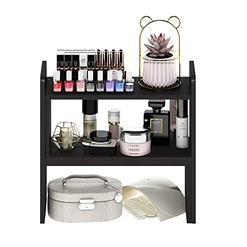 Image of Furinno Classic Desktop Organizer Storage Rack Adjustable Free Style Rotation Display Bookshelf, Espresso 6.7D x 23.7W x 15.67H in