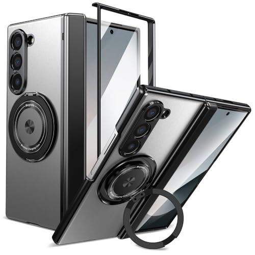 Samsung�p Galaxy Z Fold 7 6�p�A���~�����o�b�N�J�o�[�g�ѓd�b�P�[�X�A360°��]�����O�L�b�N�X�^���h�A�t�����g�t�B�����A�O���[�ASamsung�p Z Fold 7�p