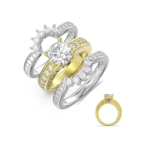 Jewelora Moissanite Engagement Ring Personalized Name For Women, 925 Sterling Silver 3 Ct Custom Name Moissanite Wedding Ring, Personalized Promise Ring For Her (Color#5) #TOP11
