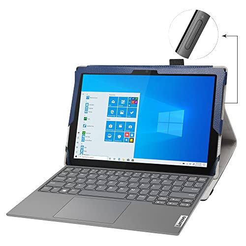 Bige for Lenovo IdeaPad Duet 3i Case, PU Leather Folio 2-Folding Stand Cover Case for 10.3" 2-in-1 Laptop, Dark Blue