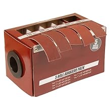 Emery Cloth Roll Sandpaper Rolls Boxed Multi-Roll Abrasive Dispenser for Woodturning, Metal, Automotive Body Work & Lathe Accessories Includes 150, 240, 320, 400, 600 Grit J-Weight Cloth