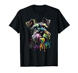 Mini Miniature Schnauzer Face Colorful Dog Art Black T-Shirt