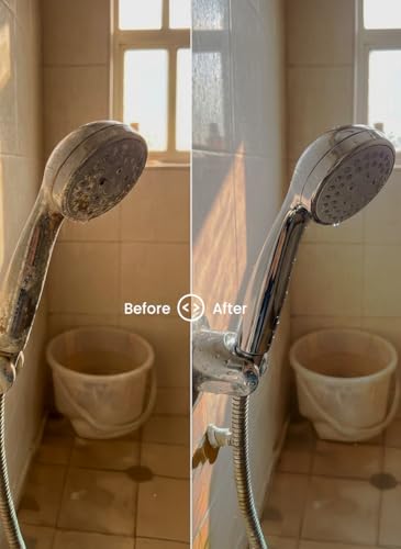 Image of Pollie Limescale Cleaner 800mL | 1 Spray Bottle + 2 Refill Sachets | Removes Limescale, Salt Deposits on Faucets, Shower, Copper, Brass, Bathroom Tiles | 0% HCl Acid, Chlorine, Ammonia formulation