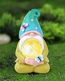 FREECUBE Solar Garden Gnomes Outdoor Statues Garden Decor for Outside Garden Gnome Statue Solar Garden Gnome Statue Waterproof Outdoor Patio Decor for Lawn Grden