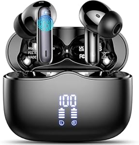 Bluetooth Kopfhörer, In Ear Kopfhörer Kabellos Bluetooth 5.4 mit 4 ENC Noise Cancelling Mics, 2025 Kabellose Kopfhörer 40Std Tiefer Bass IP7 Wasserdicht Sport Ohrhörer für Arbeit und Studium Schwarz