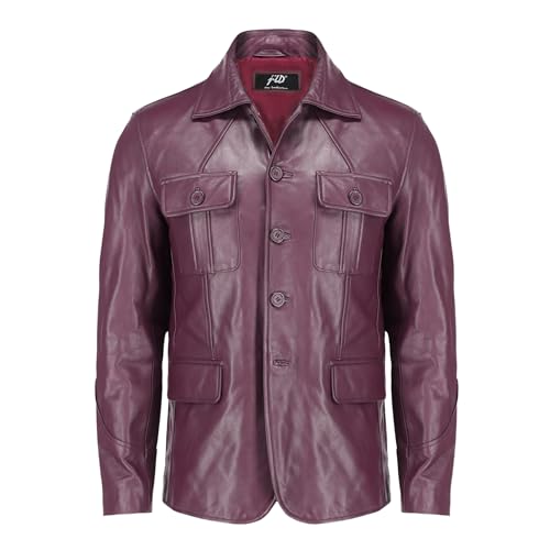 Image of Jild Lambskin Leather Jacket Men Casual Coat - Notched Collar Classic Bond's Style Ultimate Leather Blazer for Men