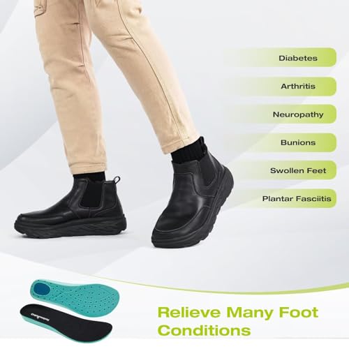 OrthoComfoot Men's Orthopedic Wide Leather Winter Ankle Boots: Comfortable Arch Support Dress Shoes for Diabetic, Casual Plantar Fasciitis Walking Shoes for Foot and Heel Pain Relief3