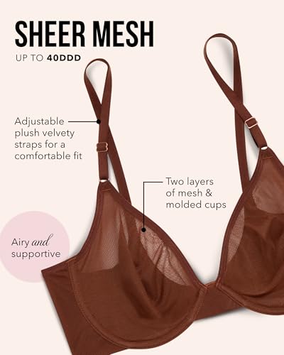Image of Smart & Sexy Women's Sheer Mesh Demi Underwire Bra - See Through Bras