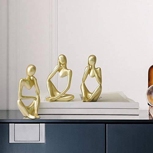 LOVIVER 3x Estatueta de Pensador Novidade Artesanato Estátuas de Homem Pensante Enfeites Decoração