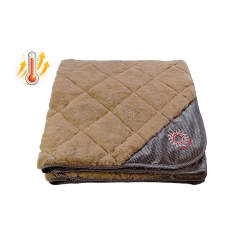 ThermoSwitch Hundedecke Samos, Thermo-Isolierende Hundedecke, Wasserabweisend, Maschinenwaschbar, Transportbeutel (Braun, 140x100cm)