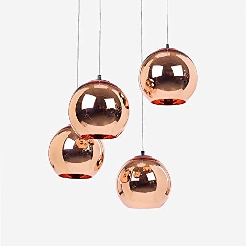 Suspension miroir chrome E27 luminaire design globe argent 30cm