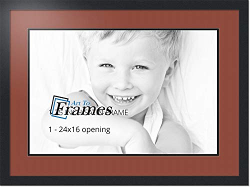 ArtToFrames Collage Photo Frame Double Mat with 1-16x24 Openings with Satin Black Frame and Cognac mat.
