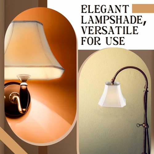Image of Glooglitter Set of 2 Bell Lamp Shade 5 x 6.5 Top 8 x 12 Bottom 10 High (Spider) Rectangle Cut Square Replacement Vintage Silk Lampshade for Table Floor Living Room Bedroom (White)