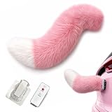DASIAUTOEM Niedliche Flauschige Schwanz Auto-Deko, Elektrisch Wedelnder Tierschwanz mit Fernbedienung, Remote Control Electric Car Tail, Wackelschwanz für Auto, Motorradkoffer, Straßenbahnen (Rosa)