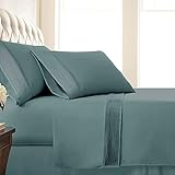 Southshore Fine Linens - 4 Piece - Extra Deep Pocket Pleated Sheet Set, Queen, Steel Blue