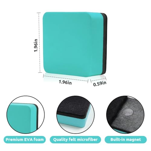 Image of HASTHIP 24 Pack Magnetic White Board Duster 5x5CM Double-Sided Magnetic Whiteboard Eraser EVA Felt Dry Erase Cleaner for Whiteboards