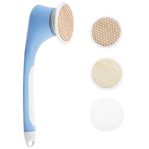 Molain Electric Bath Body Shower Brush Spinning Spa Waterproof Back Scrubber with Long Handle and 3 Replaceable Brush Heads