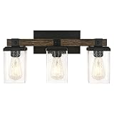 Henveton 3 Light Farmhouse Bathroom Vanity Light Fixtures Rustic Industrial Black Antique Metal Ligh