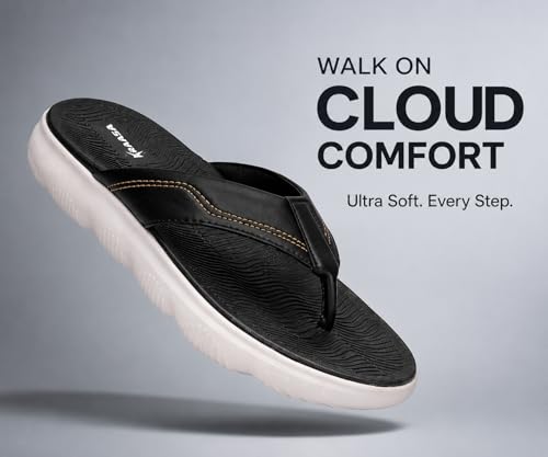 Image of Kraasa Men's EVA Flip Flops with Wide Cushioned Straps | Lightweight Thick Sole Anti-Slip Slippers Casual Summer Sandals & Chappal
