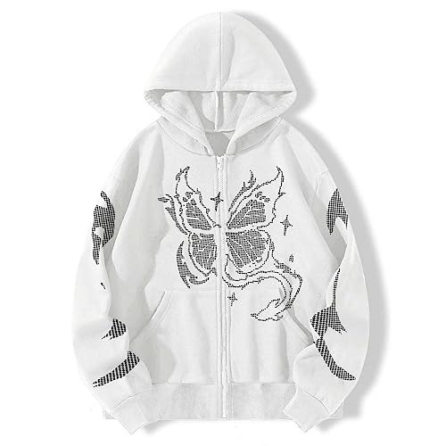 Y2k Butterfly Zip Up Print Hoodies for Men Fairy Grunge Oversized Coats Acubi Fashion Long Sleeve Hooded Jacket3
