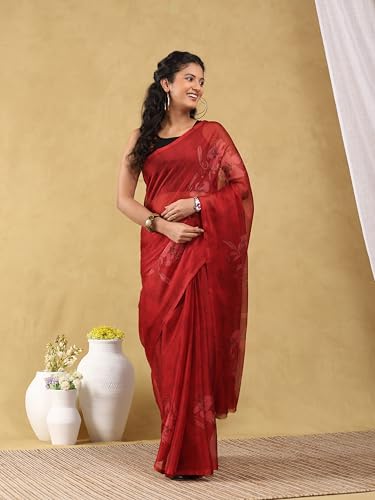 Image of Garden Vareli Floral Print Chiffon Saree