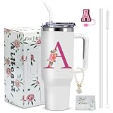 AiHeart Monogrammed Gifts for Women,Wife,Initial Cup,Personalized for Birthday Gifts,Halloween,Thanks giving Day,Custom Tumbler with Handle 40oz-A