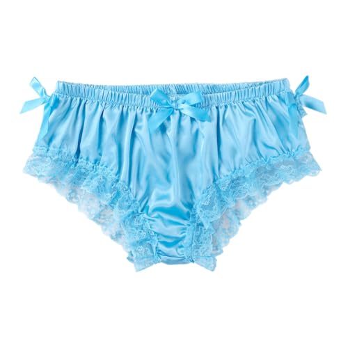 Men's Frilly Satin Ruffled Floral Lace Briefs Sissy Pouch Panties Girlie Crossdress Knickers Underwear3