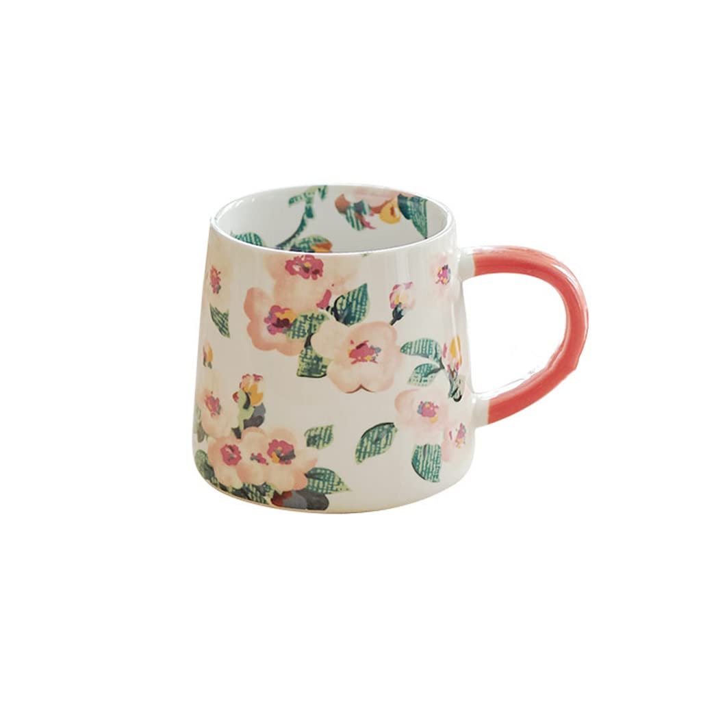 Kubki seCeramic Coffee Mugs, Ceramiczny kubek Ceramic Flower Kubek Kreatywny Nowatorski Kubek do mleka Retro Kubek do kawy Amerykański Duży Kaliber Malowany Ręcznie Kubek Porcelanowy Kubek (Kolor:
